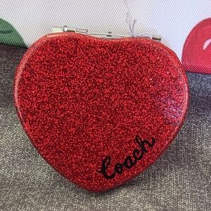 NWT Coach Red Heart Compact Mirror With Cherry Cosmetic Bag And More